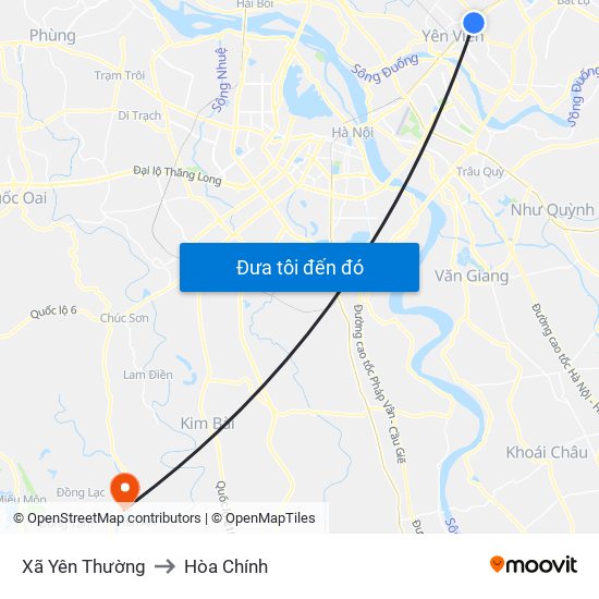 Xã Yên Thường to Hòa Chính map