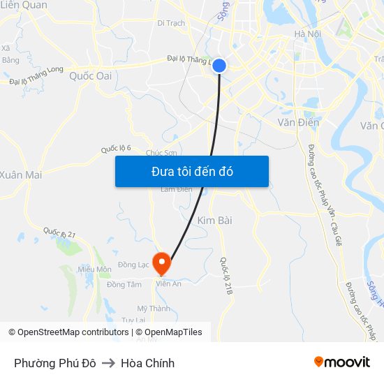 Phường Phú Đô to Hòa Chính map