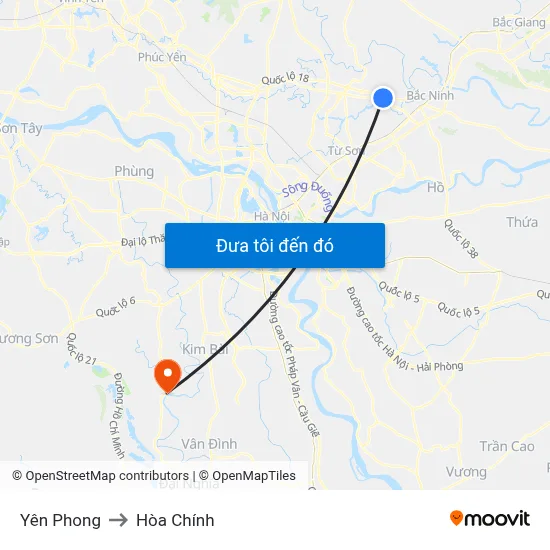 Yên Phong to Hòa Chính map