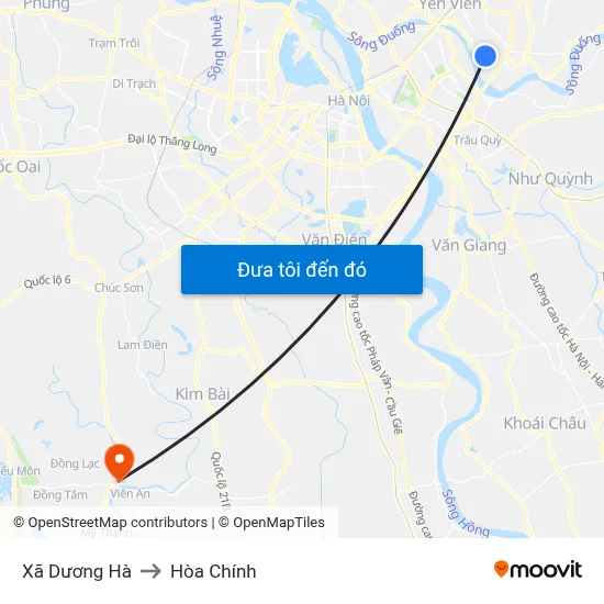 Xã Dương Hà to Hòa Chính map