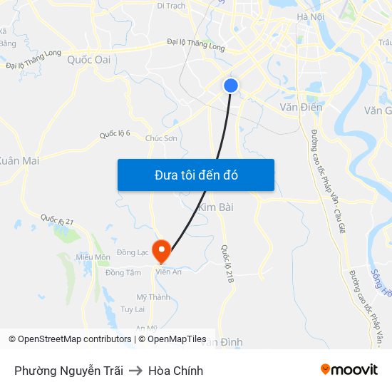 Phường Nguyễn Trãi to Hòa Chính map
