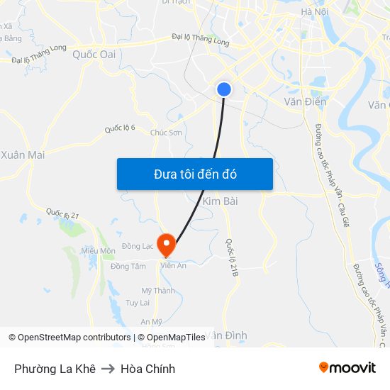 Phường La Khê to Hòa Chính map