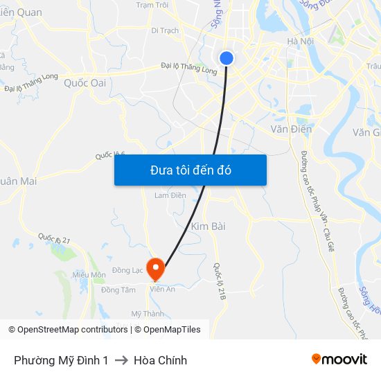 Phường Mỹ Đình 1 to Hòa Chính map