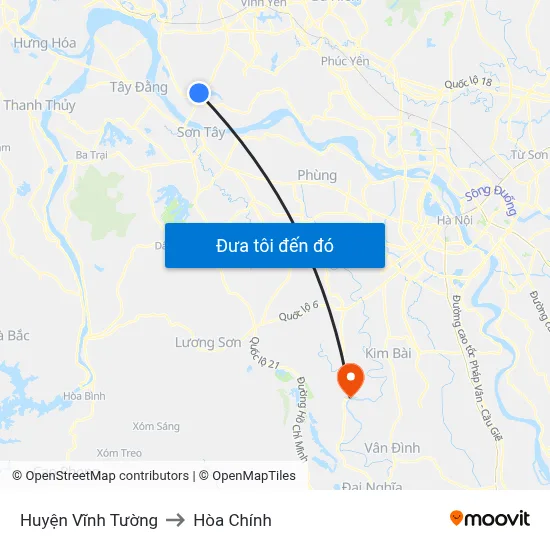 Huyện Vĩnh Tường to Hòa Chính map