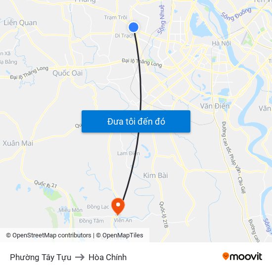 Phường Tây Tựu to Hòa Chính map