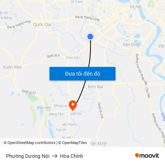 Phường Dương Nội to Hòa Chính map