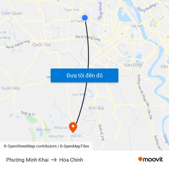 Phường Minh Khai to Hòa Chính map