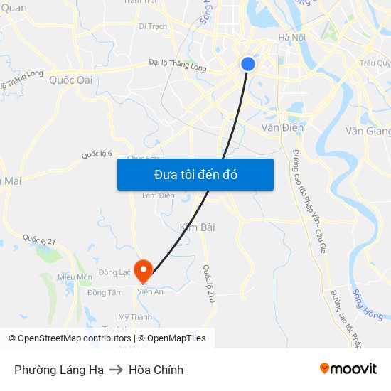 Phường Láng Hạ to Hòa Chính map