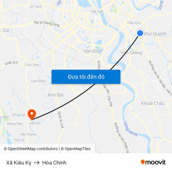 Xã Kiêu Kỵ to Hòa Chính map