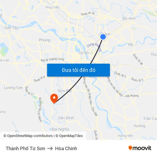 Thành Phố Từ Sơn to Hòa Chính map