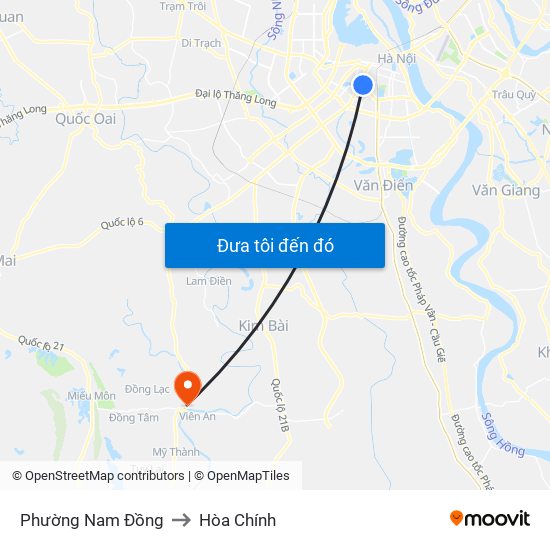 Phường Nam Đồng to Hòa Chính map