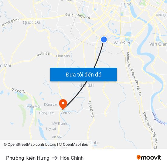 Phường Kiến Hưng to Hòa Chính map