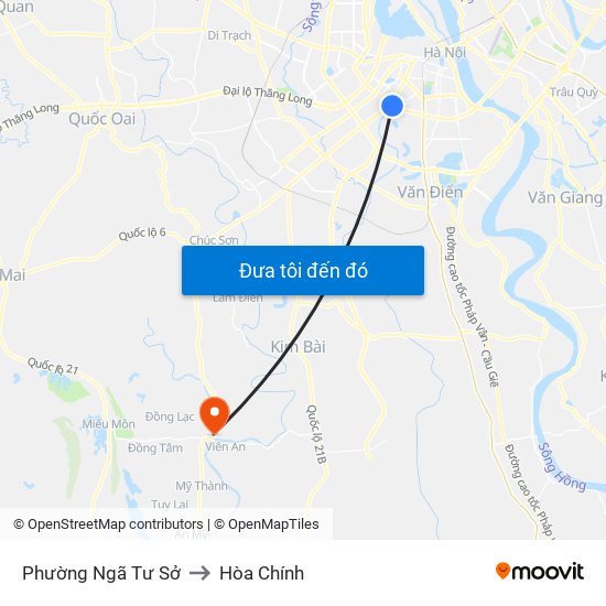 Phường Ngã Tư Sở to Hòa Chính map