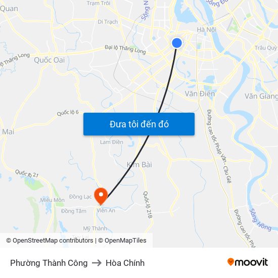 Phường Thành Công to Hòa Chính map