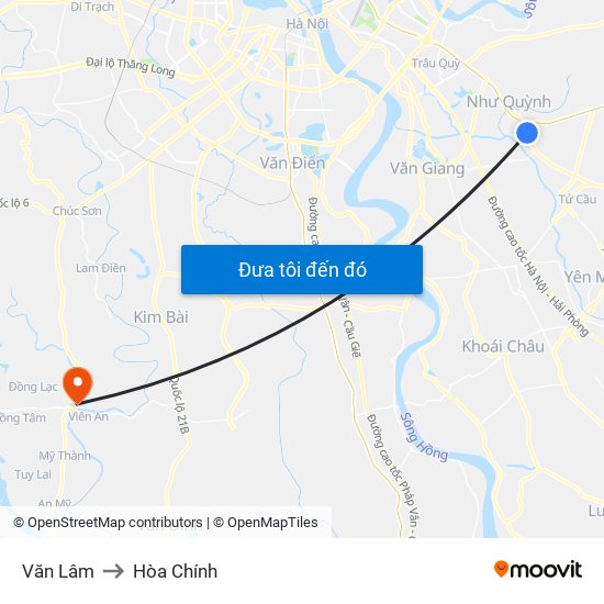 Văn Lâm to Hòa Chính map