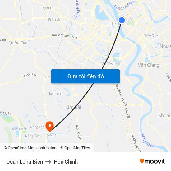 Quận Long Biên to Hòa Chính map