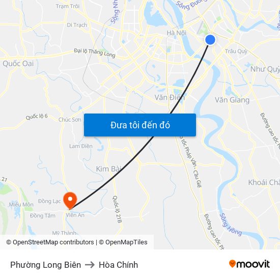 Phường Long Biên to Hòa Chính map