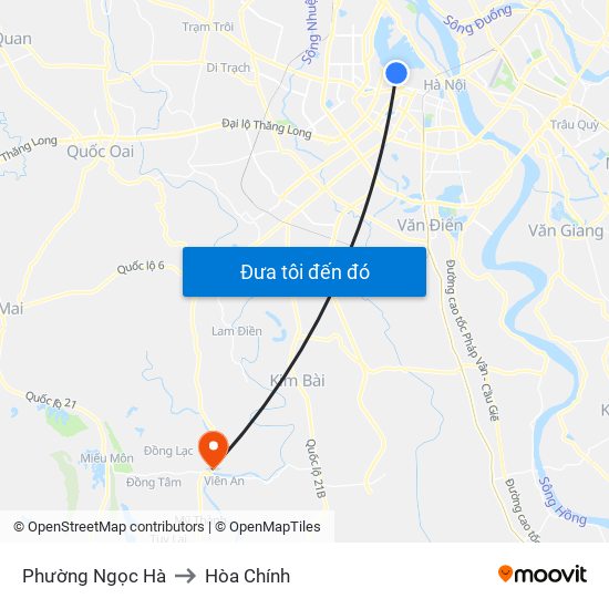 Phường Ngọc Hà to Hòa Chính map