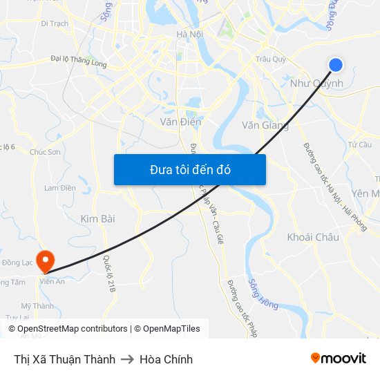 Thị Xã Thuận Thành to Hòa Chính map
