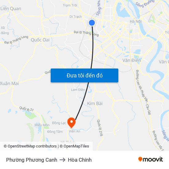 Phường Phương Canh to Hòa Chính map