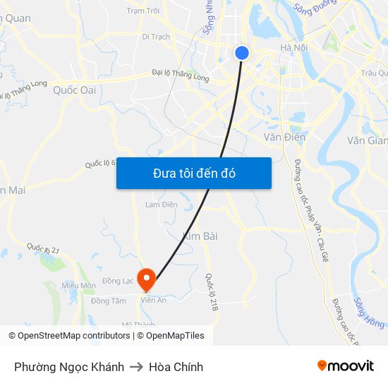 Phường Ngọc Khánh to Hòa Chính map