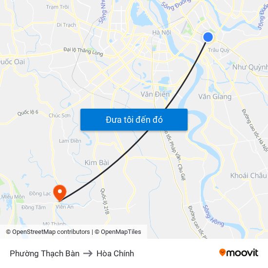 Phường Thạch Bàn to Hòa Chính map