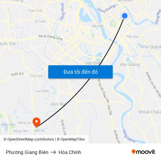 Phường Giang Biên to Hòa Chính map