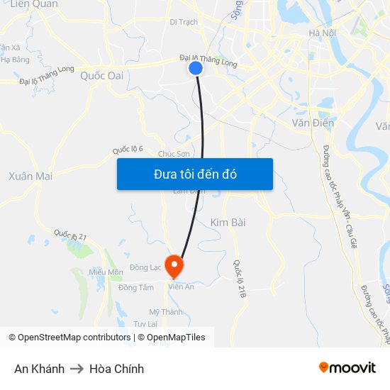 An Khánh to Hòa Chính map