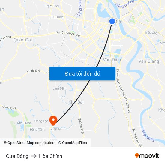 Cửa Đông to Hòa Chính map