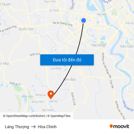 Láng Thượng to Hòa Chính map
