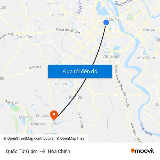 Quốc Tử Giám to Hòa Chính map