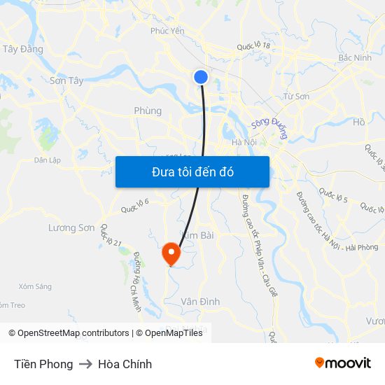 Tiền Phong to Hòa Chính map