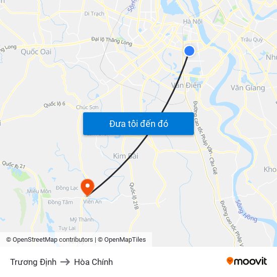 Trương Định to Hòa Chính map