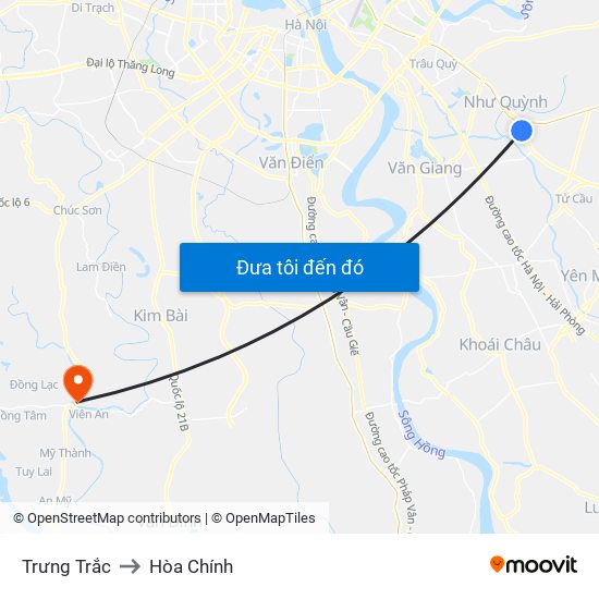 Trưng Trắc to Hòa Chính map