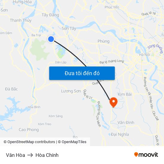 Vân Hòa to Hòa Chính map