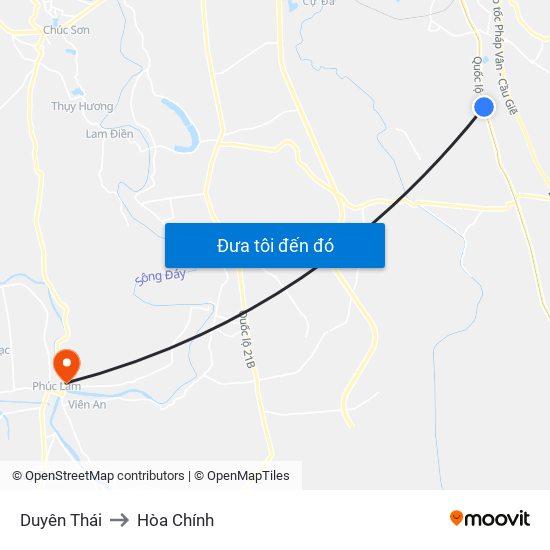 Duyên Thái to Hòa Chính map