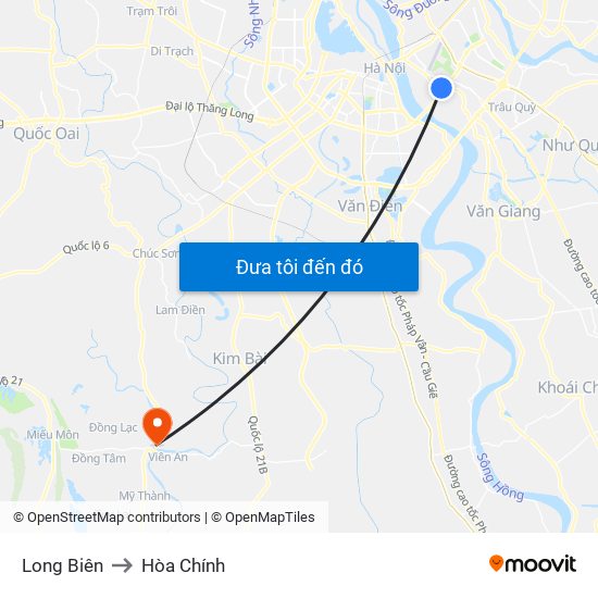 Long Biên to Hòa Chính map