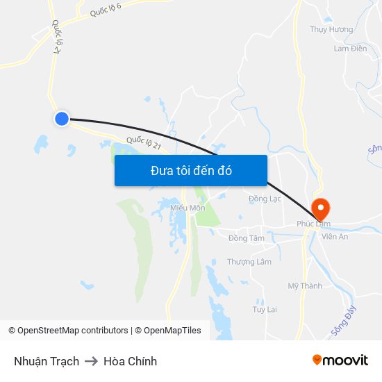 Nhuận Trạch to Hòa Chính map