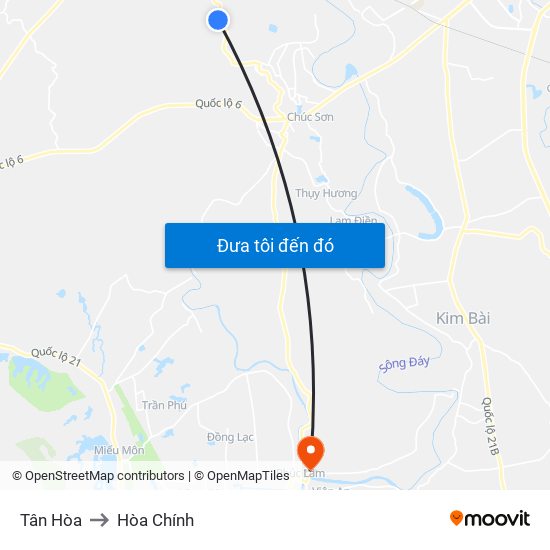 Tân Hòa to Hòa Chính map