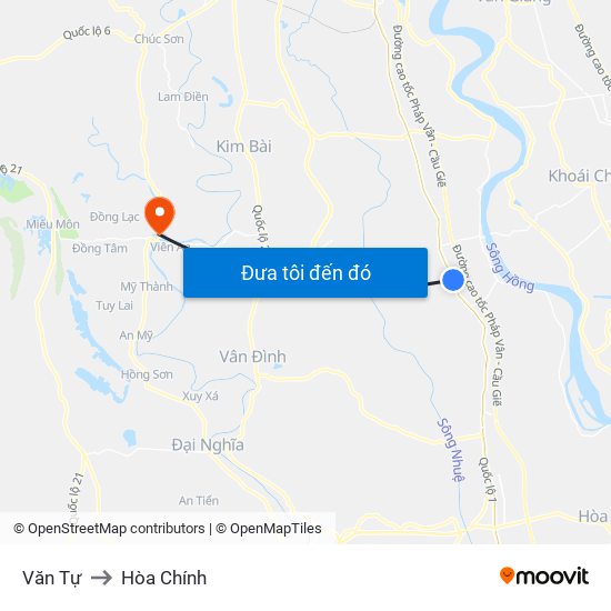 Văn Tự to Hòa Chính map