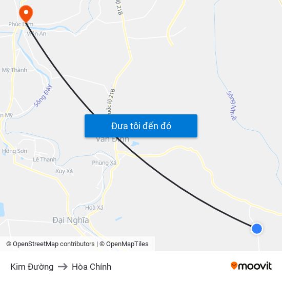 Kim Đường to Hòa Chính map