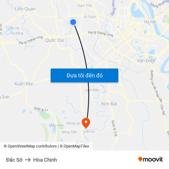 Đắc Sở to Hòa Chính map