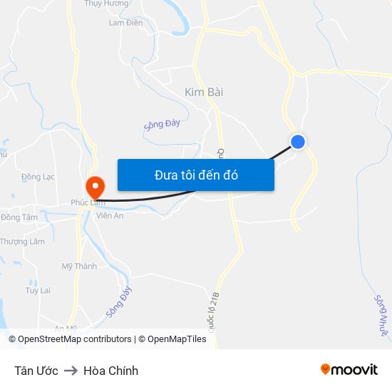 Tân Ước to Hòa Chính map