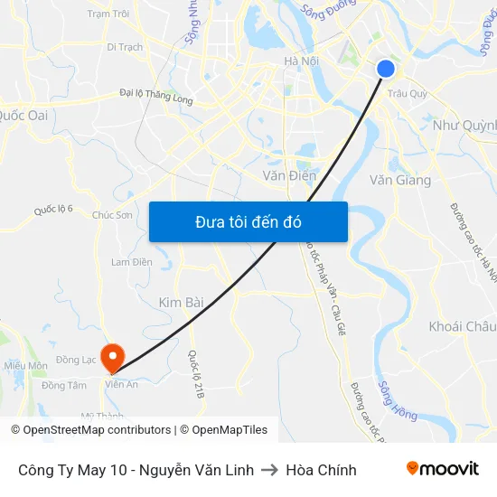 Công Ty May 10 - Nguyễn Văn Linh to Hòa Chính map