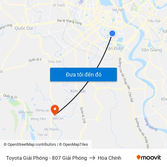 Toyota Giải Phóng - 807 Giải Phóng to Hòa Chính map