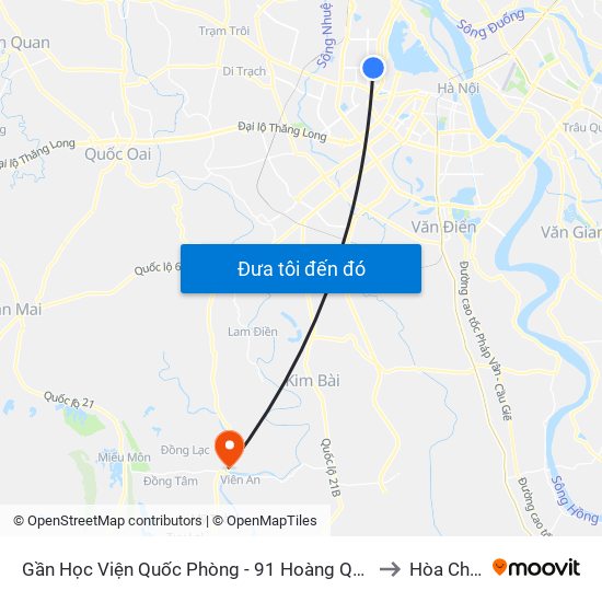 Gần Học Viện Quốc Phòng - 91 Hoàng Quốc Việt to Hòa Chính map