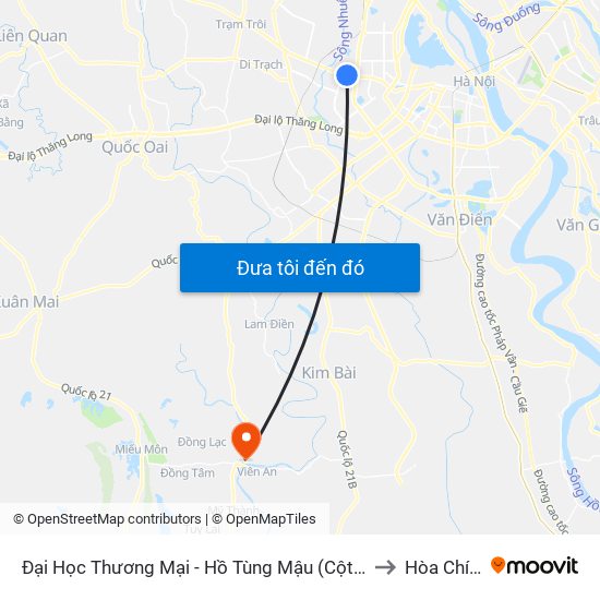 Đại Học Thương Mại - Hồ Tùng Mậu (Cột Sau) to Hòa Chính map