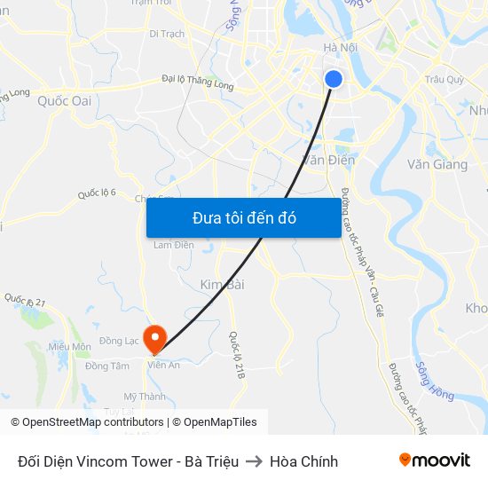 Đối Diện Vincom Tower - Bà Triệu to Hòa Chính map