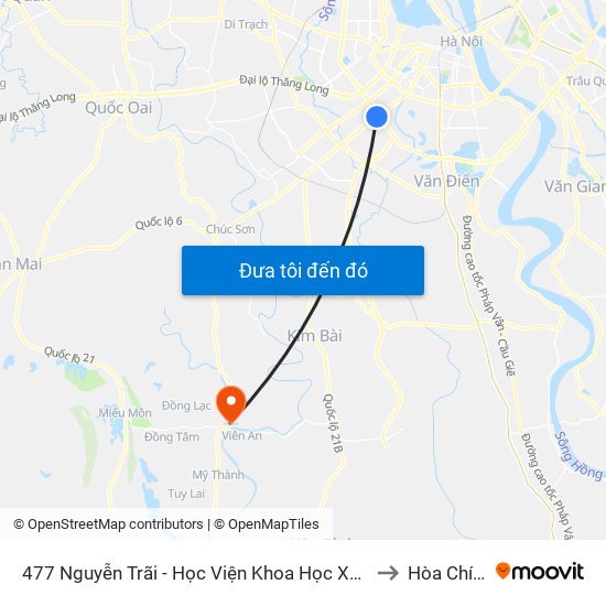 477 Nguyễn Trãi - Học Viện Khoa Học Xã Hội to Hòa Chính map