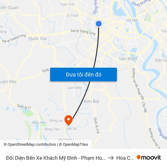 Đối Diện Bến Xe Khách Mỹ Đình - Phạm Hùng (Cột Trước) to Hòa Chính map